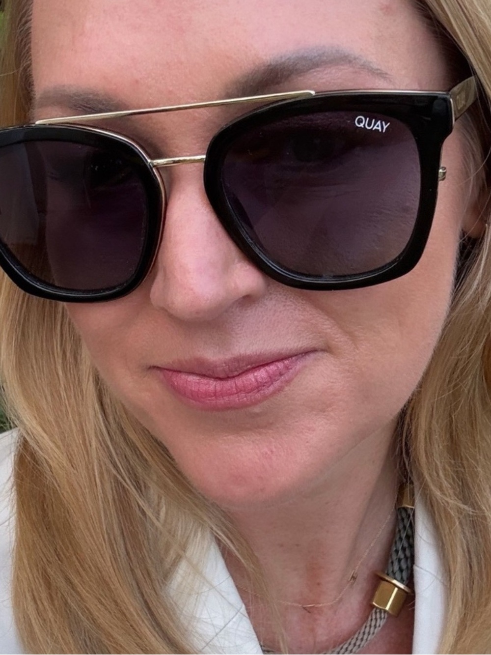 Quay Australia Black Sunglasses with Gold Double Bridge